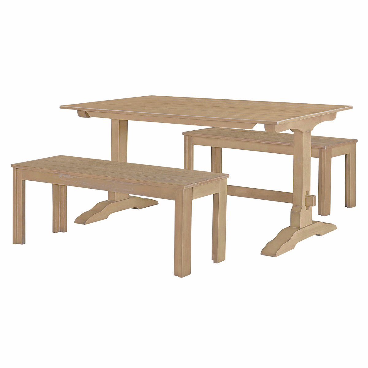 Retro Dining Set (3 pcs) – Natural Wood