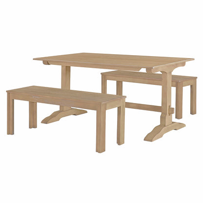 Retro Dining Set (3 pcs) – Natural Wood