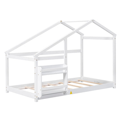 Twin Platform Bed White Finish