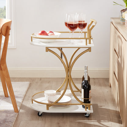 Double-Tier Industrial Bar Cart – Black Metal
