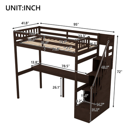 Loft Bed with Storage Espresso