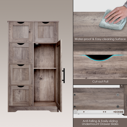 Tall Bathroom Cabinet – Grey Wood