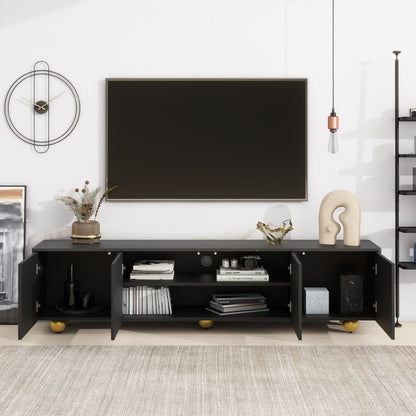 Modern TV Stand with Cabinets Walnut