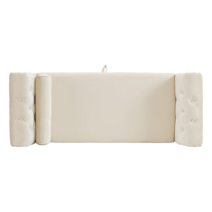 Velvet Storage Ottoman Bench Gray
