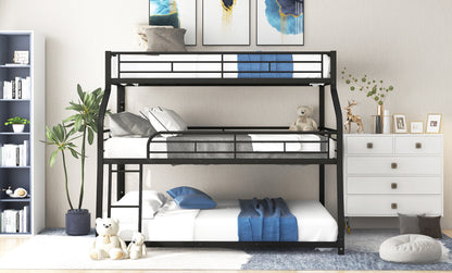 Metal Bunk Bed Triple Tier Black