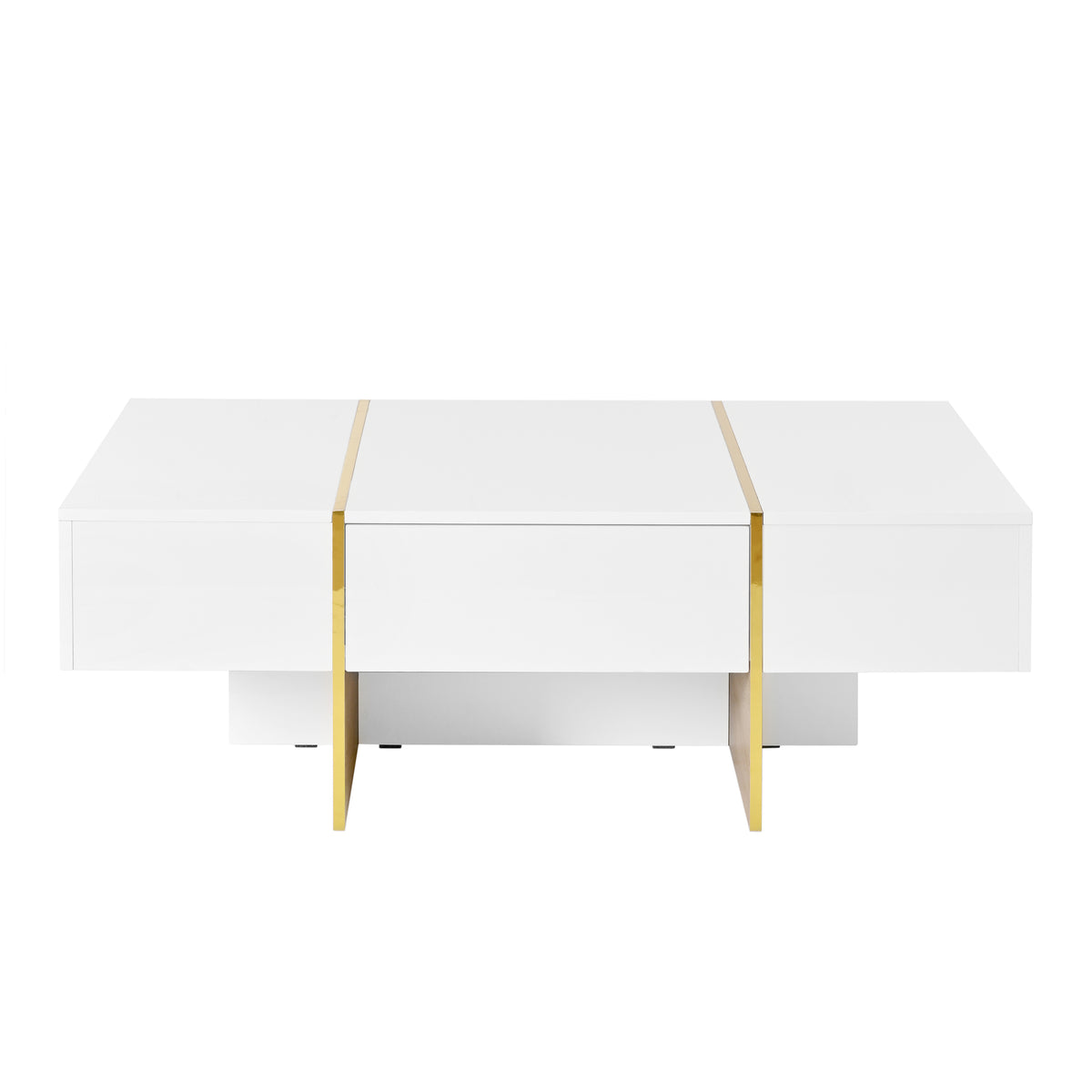 Multifunctional Table with Drawers Gold Finish