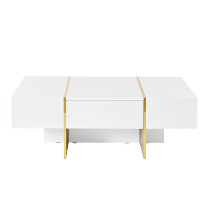 Multifunctional Table with Drawers Gold Finish