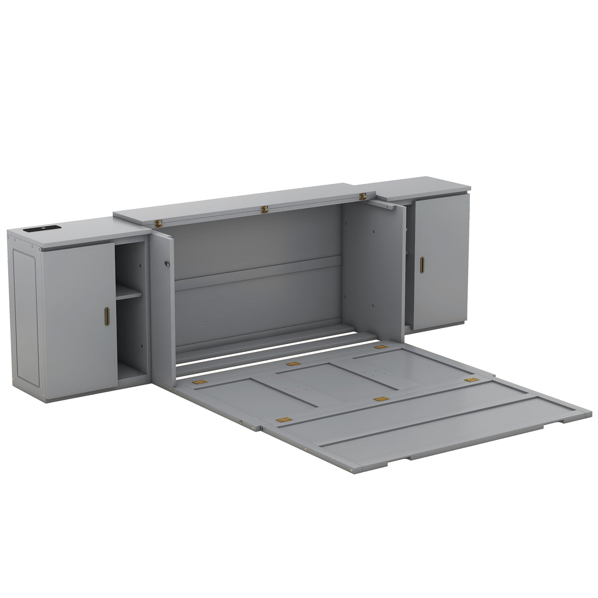 Queen Murphy Bed with Storage Gray