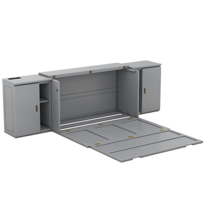Queen Murphy Bed with Storage Gray