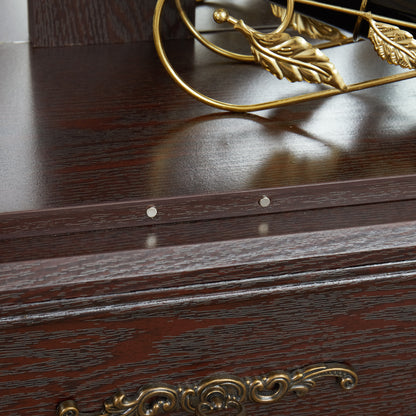 Light Oak Display Cabinet with Glass Frame and Drawer