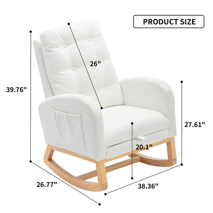 Accent Rocking Chair with Footrest – Black Rubber Wood