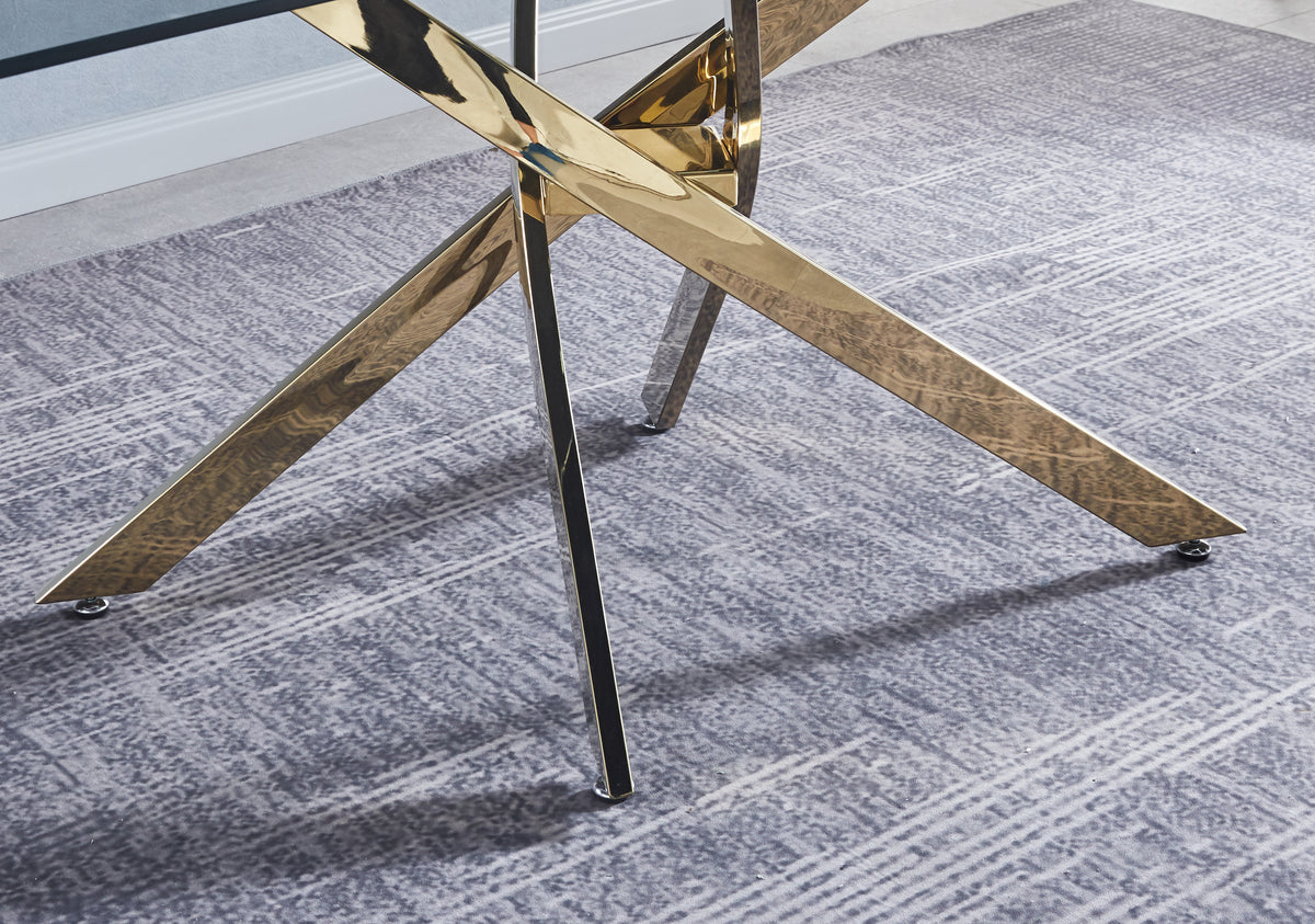 Modern Glass Dining Table – Gold Frame