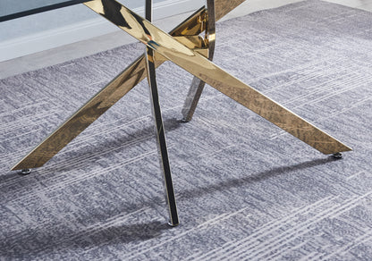 Modern Glass Dining Table – Gold Frame