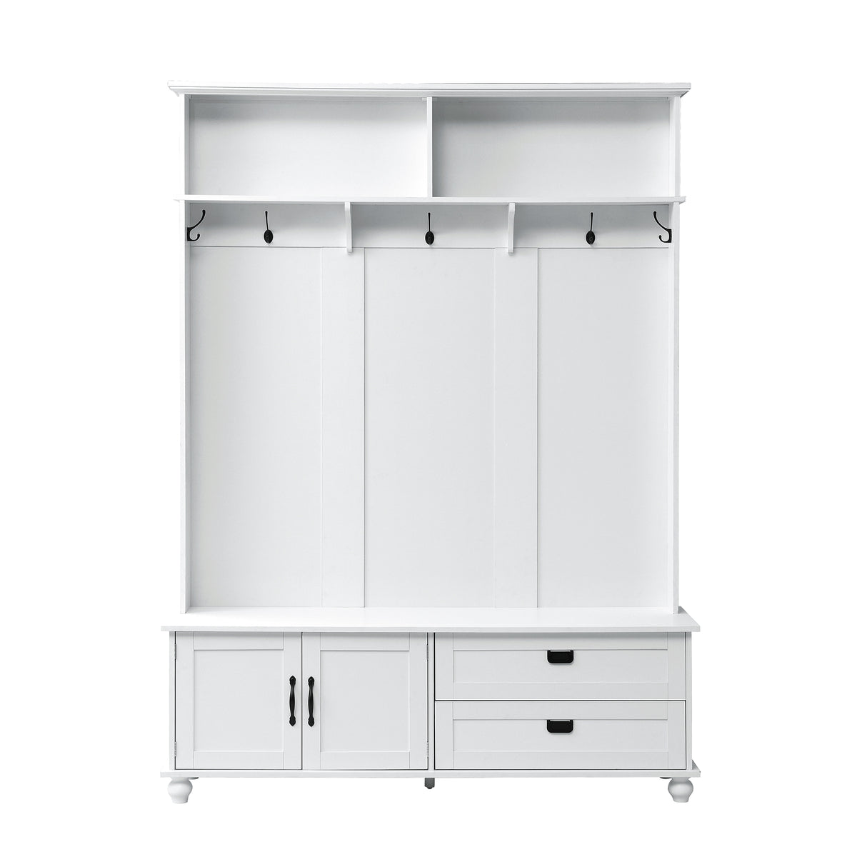 Modern Hall Tree with Drawers White