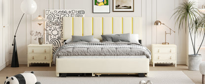 Queen Upholstered Bed Beige