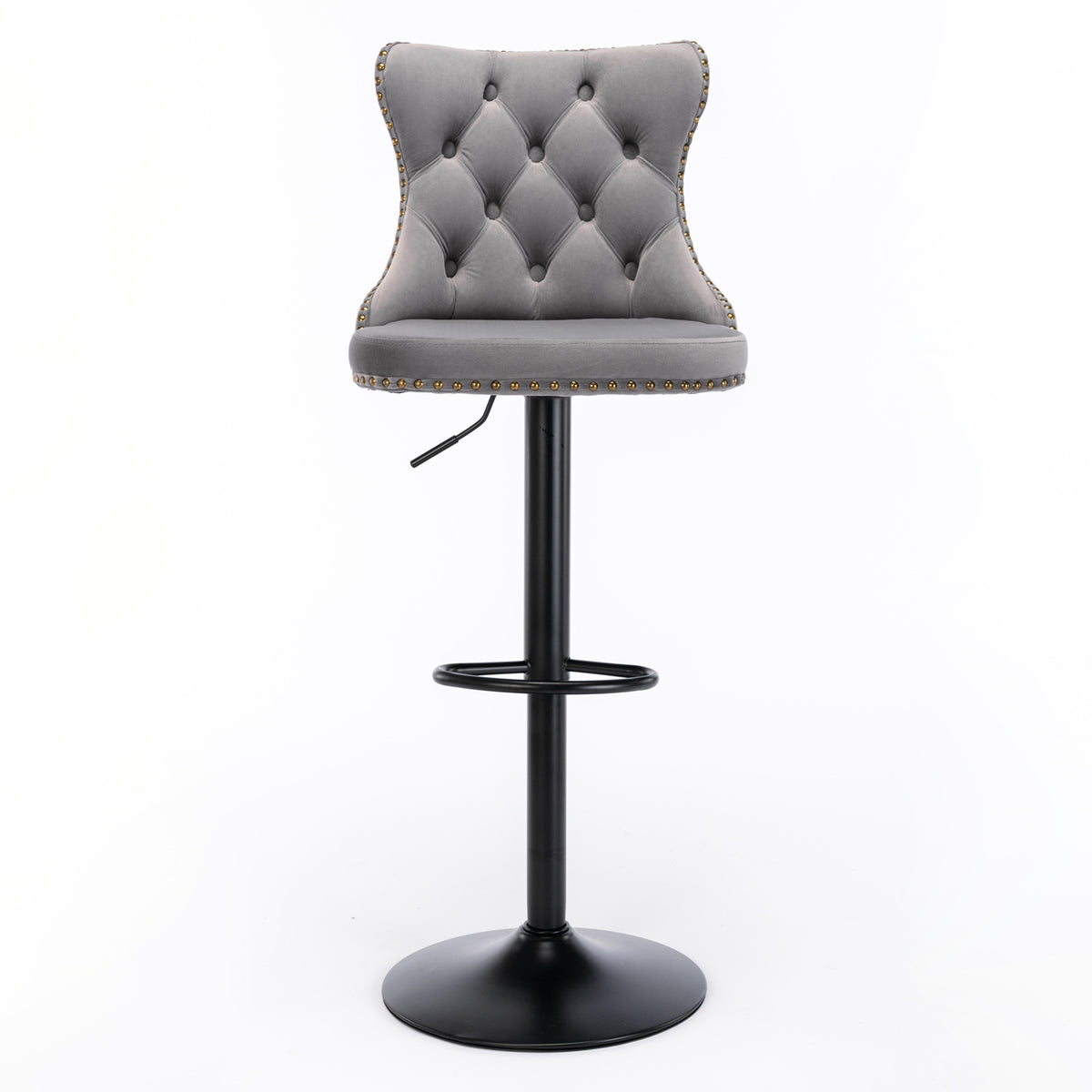 Swivel Velvet Bar Stool Set (2 pcs) – Gray