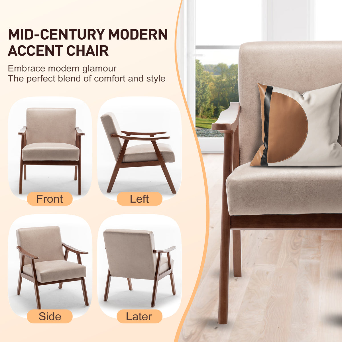 Oakwood Accent Armchair – Beige Linen