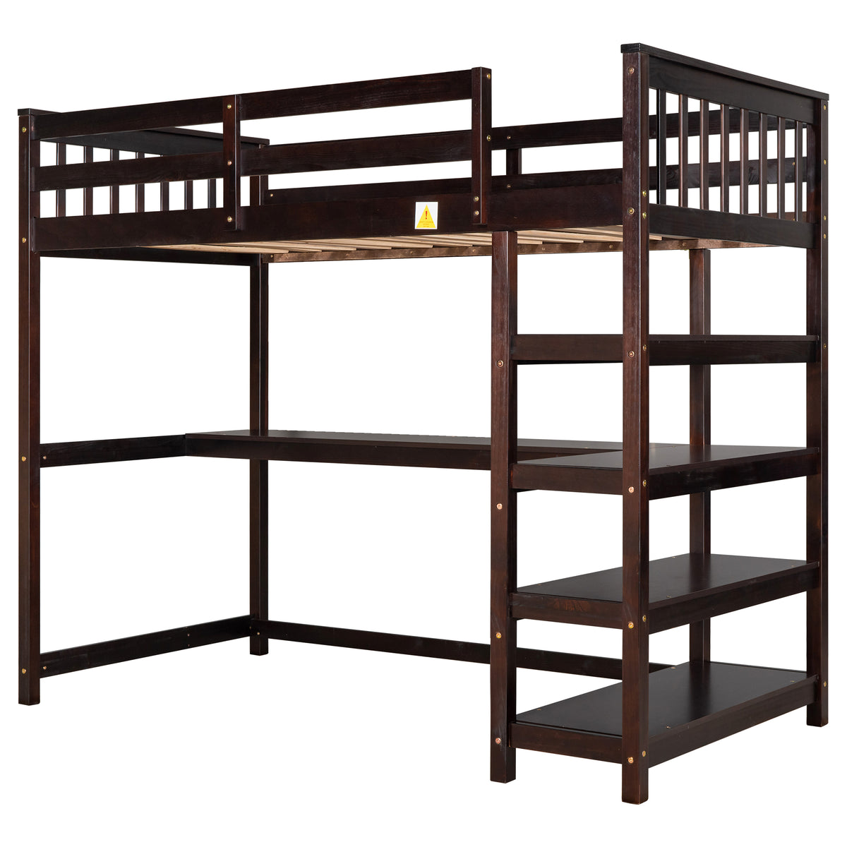 Twin Loft Bed with Storage Espresso Finish