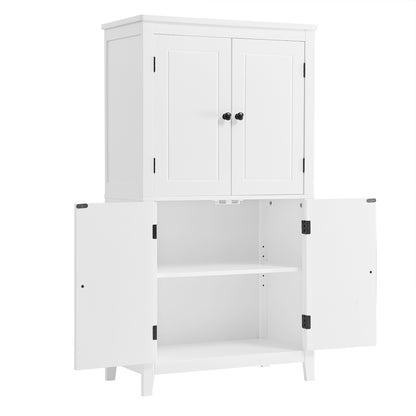 White Bathroom Floor Cabinet Adjustable Shelf