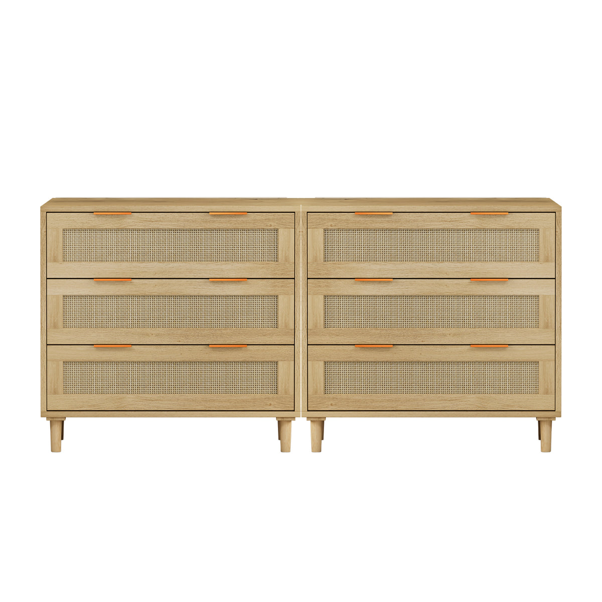 Rattan Drawer Storage Cabinet – Oak & MDF Sideboard