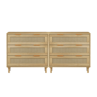 Rattan Drawer Storage Cabinet – Oak & MDF Sideboard