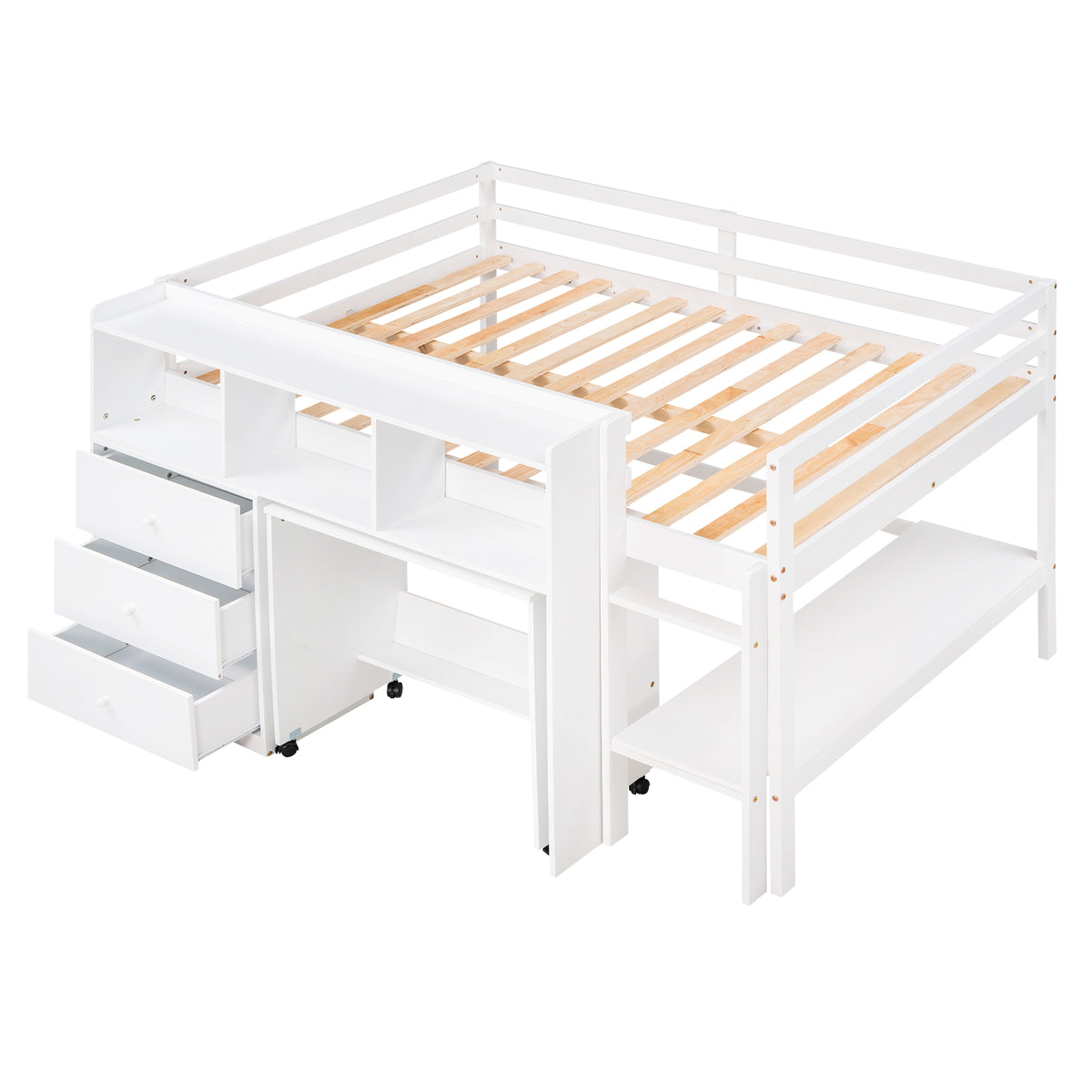 Low Loft Bed White