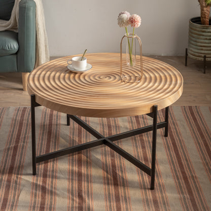 Thread Pattern Round Coffee Table Bronze