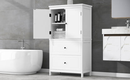 White Bathroom Storage Cabinet with Drawers