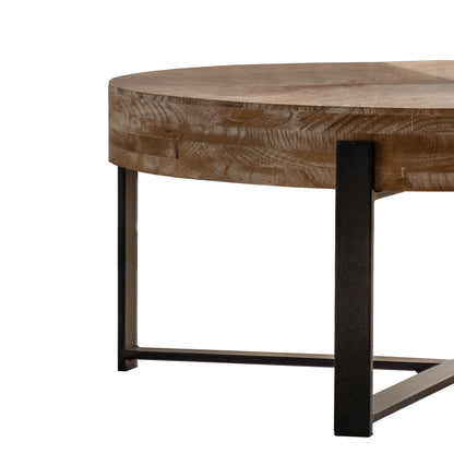 Retro Round Coffee Table – Metal & Wood