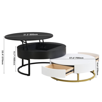 Lift-Top Coffee Tables with Drawers Black