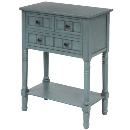 Slim Console Table with Drawers Navy Finish