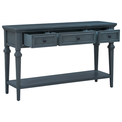Navy Wood Console Table with Drawers