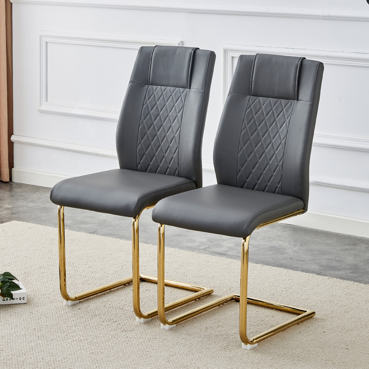 Faux Leather Dining Chairs Set of 4 Gray