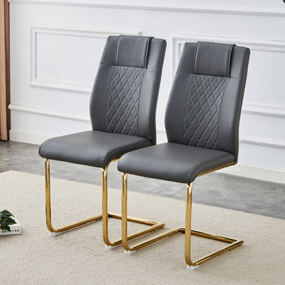 Faux Leather Dining Chairs Set of 4 Gray