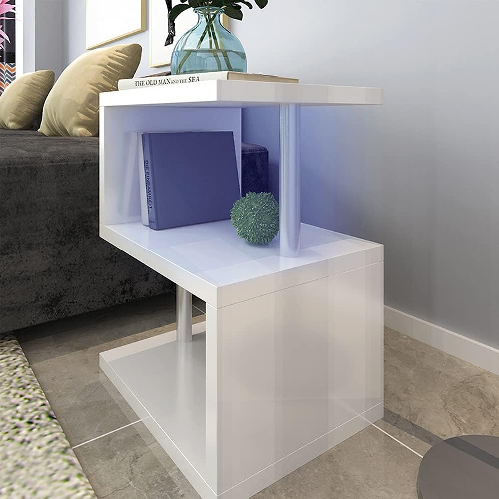 S-Shaped LED Coffee Table – Gloss White