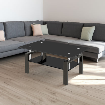 Black Glass Coffee Table – 2 Layer