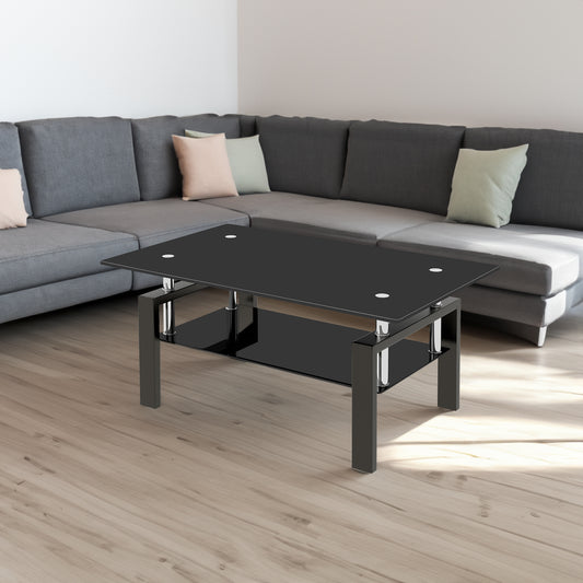 Black Glass Coffee Table – 2 Layer