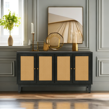 Rattan Sideboard Cabinet – Black