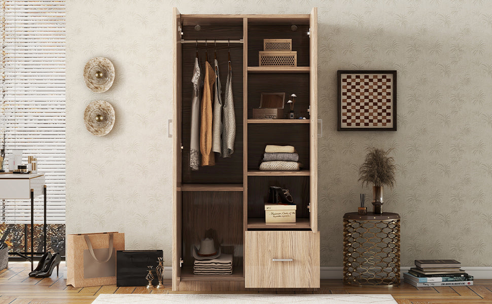 Wooden Double Wardrobe Natural Finish
