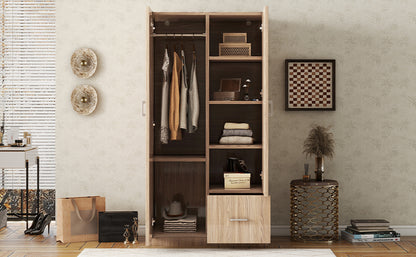 Wooden Double Wardrobe Natural Finish
