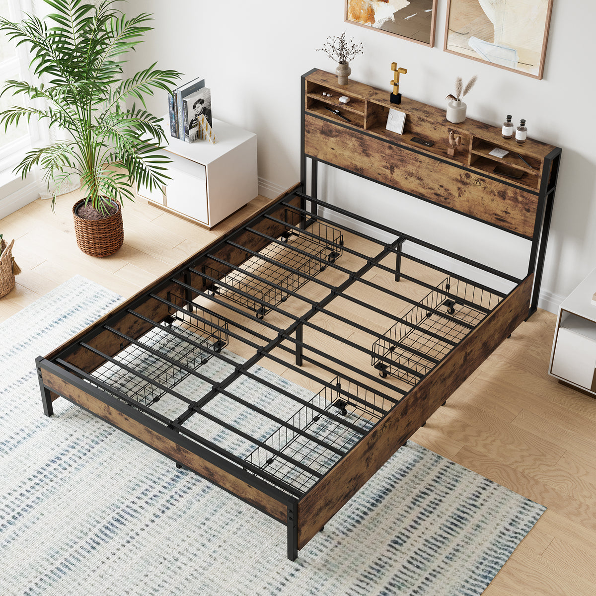 Modern Upholstered Platform Bed Gray
