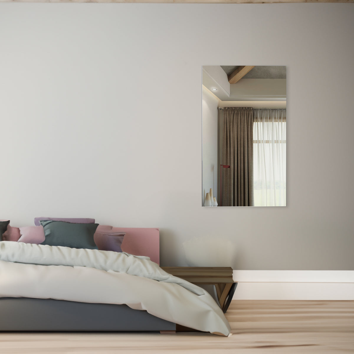 Oversized Bathroom Mirror Silver