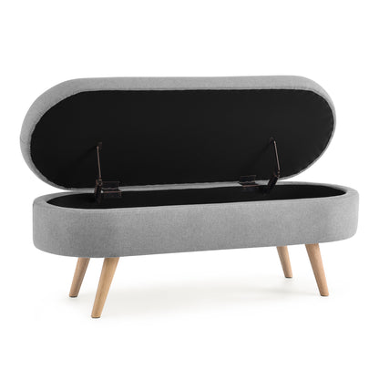 Oval Lift-Top Storage Ottoman – Gray