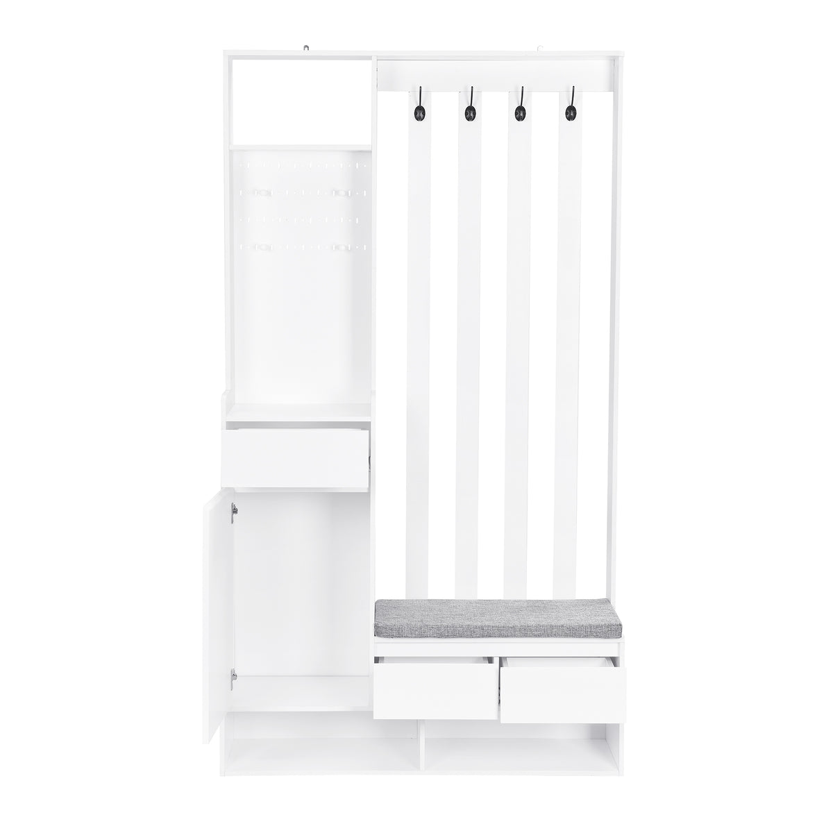 Hall Tree Shoe Cabinet – White Finish