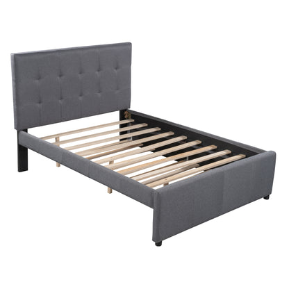 Linen Upholstered Bed with Trundle Full