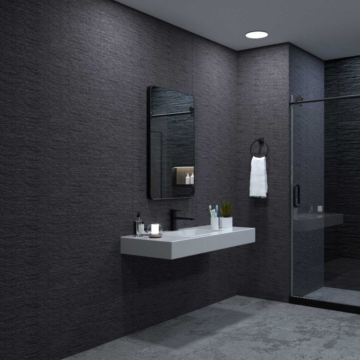 Aluminum Bathroom Mirror Matte Black