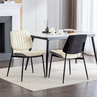 Retro Linen Dining Chairs Set of 2 Beige