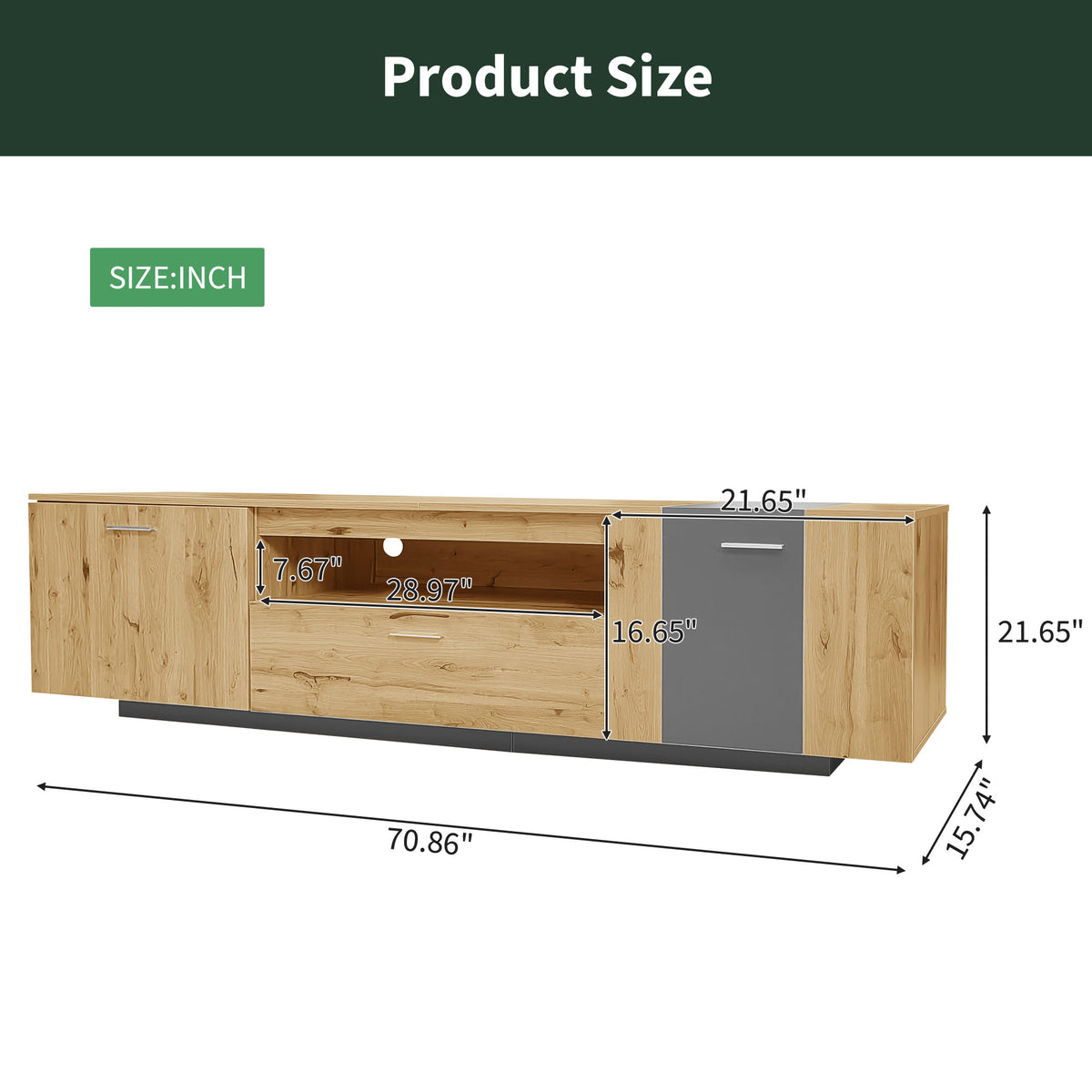 70" Modern TV Stand with Drawers