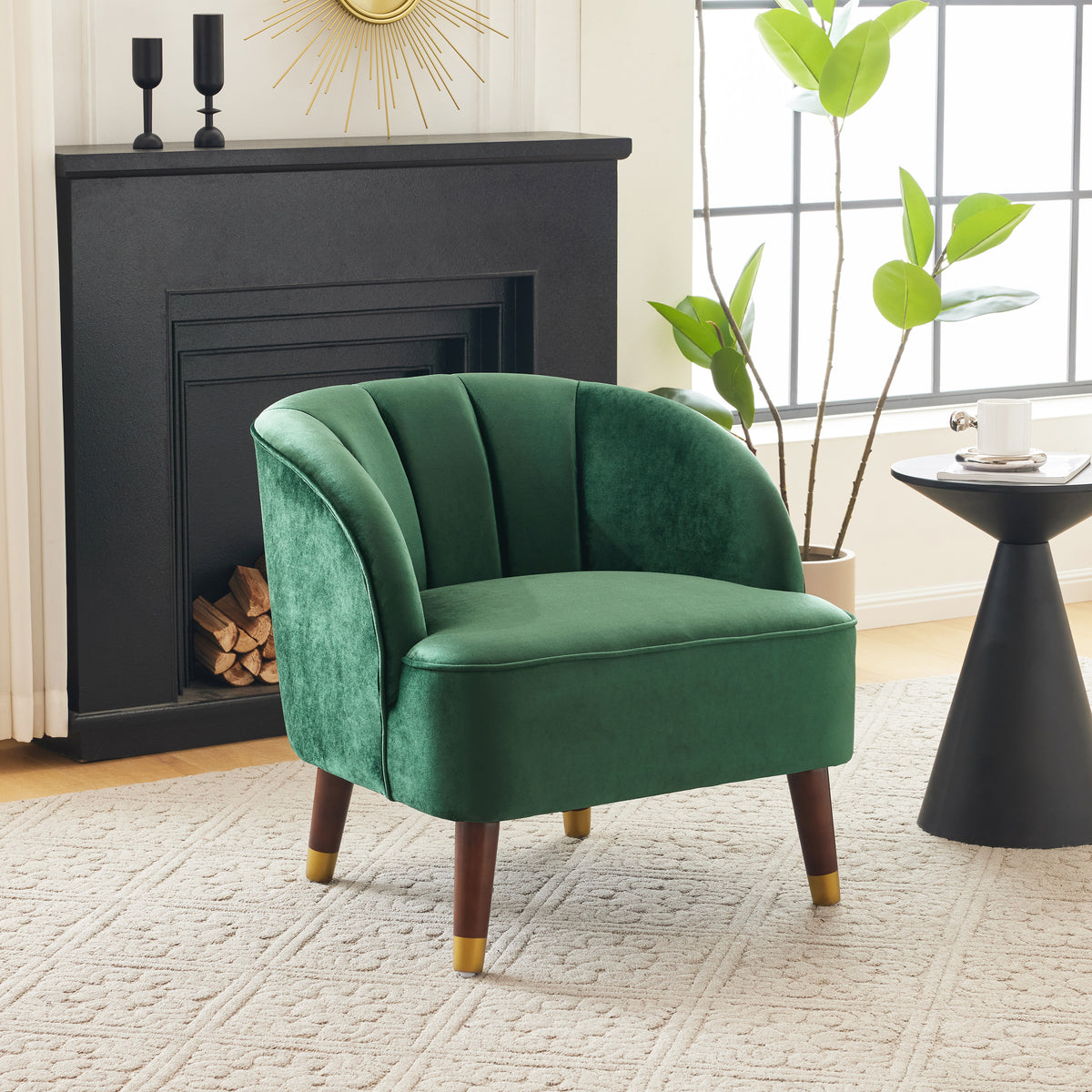 Upholstered Barrel Accent Chair Gray