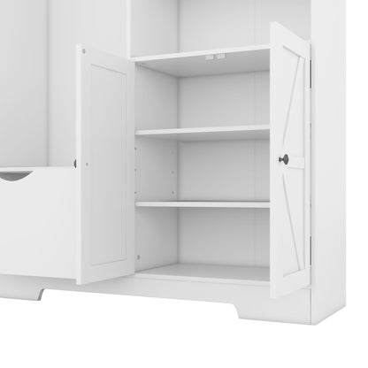 Hall Tree Storage Cabinet White
